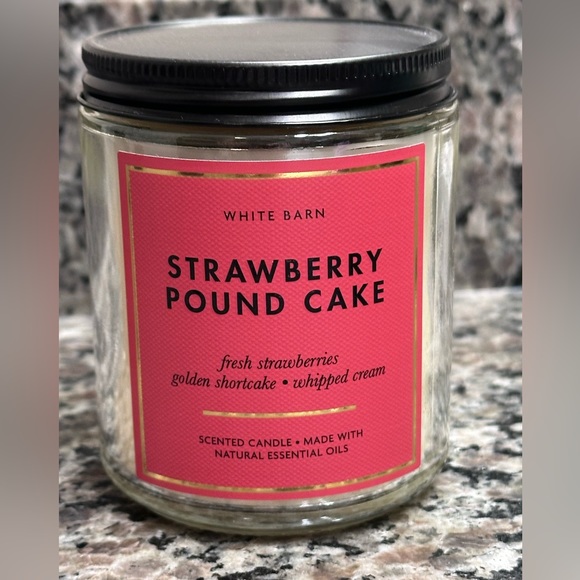 Bath and Body Works STRAWBERRY POUND CAKE 1-Wick Candle 7 oz NEW - Picture 4 of 6